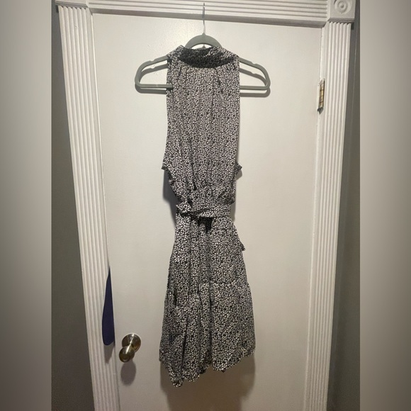 Shein Plus Allover Plants Print Ruffle Hem Belted Dress - Picture 3 of 4